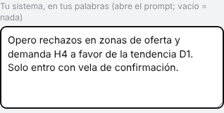 Tu sistema, descrito en el primer campo de Análisis